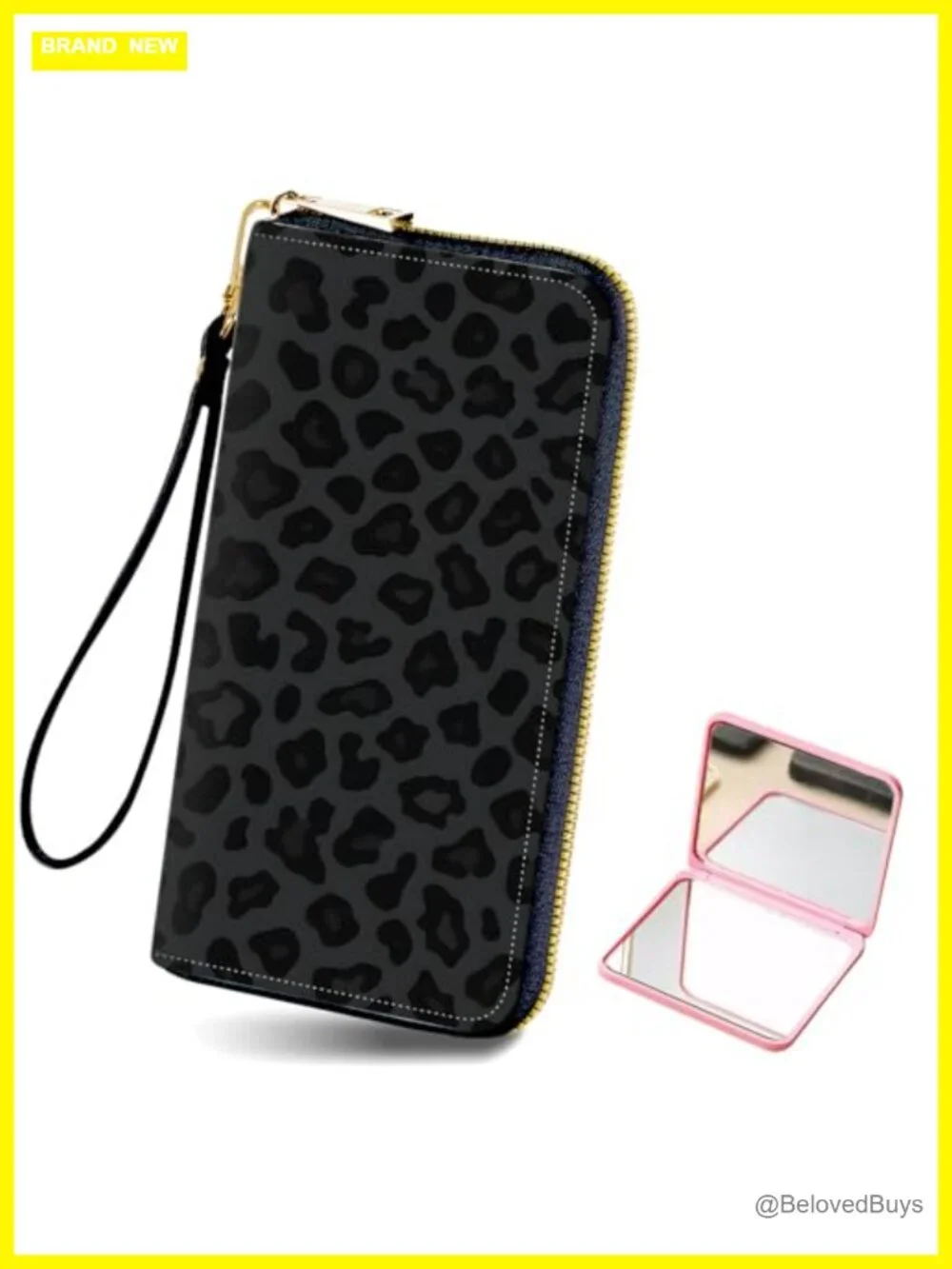 PU Leather Wristlet Wallet with Zipper Card Holder - Women's Long Travel Wallet